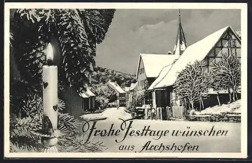 Künstler-AK Archshofen /Württbg., Kolobialwaren u. Viehhandlung Johann Blumenstock