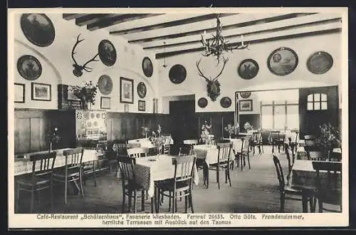 AK Wiesbaden, Café-Restaurant Schützenhaus, Fasanerie