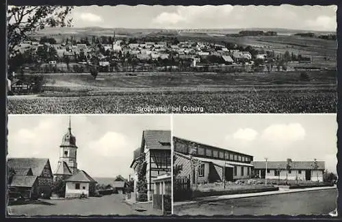 AK Grosswalbur, Teilansicht auf Ort, Kirche und Wohnhaus