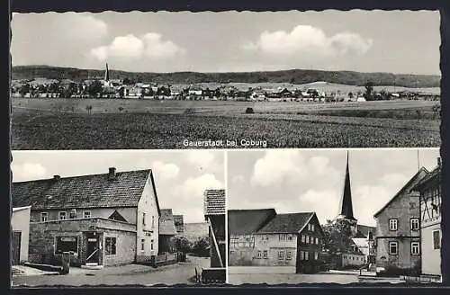 AK Gauerstadt b. Coburg, Bäckerei Berthold Wolf, Strassenpartie, Panorama