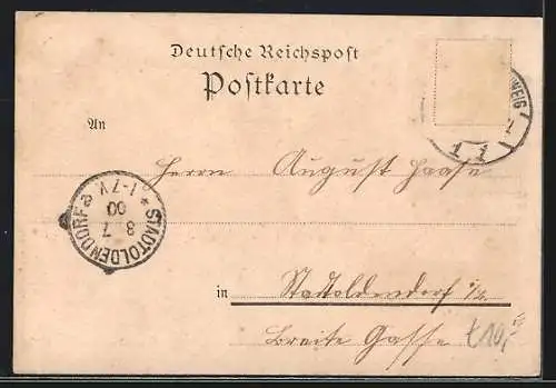 Lithographie Braunschweig, Lessing-Denkmal, Kohlmarkt, Dom