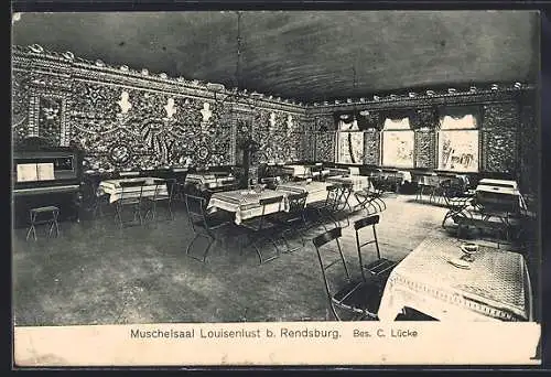 AK Rendsburg, Muschelsaal im Luisenlust, Bes. C. Lücke