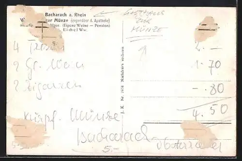 Künstler-AK Bacharach am Rhein, Weinstube zur Münze