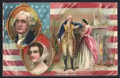 Künstler-AK George Washington and Martha Custis