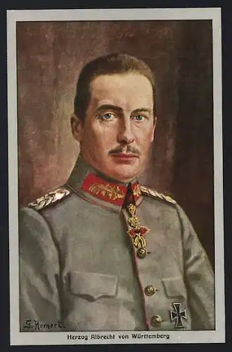 Künstler-AK Porträt des Herzogs Albrecht von Württemberg in Uniform, gemalt von G. Hornert