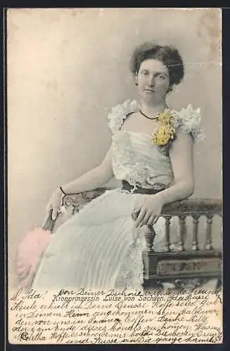 AK Kronprinzessin Luise von Sachsen mit Fächer