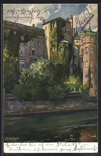 Künstler-AK Berlin, Kgl. Schloss von der Spree gesehen