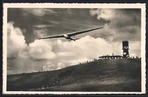 AK Wasserkuppe /Rhön, Segelflugzeug im Start