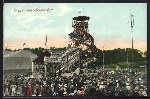 AK München, Gruss vom Oktoberfest, Fahrgeschäft Toboggan