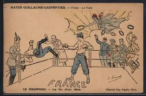 Künstler-AK Match Guillaume-Carpentier, Finale La Fuite, Le Kronprinz