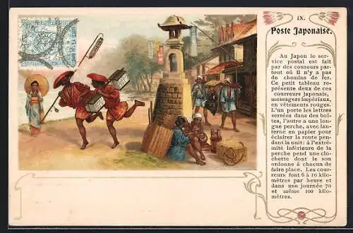 AK Japanische Postbeamte überbringen die Briefe