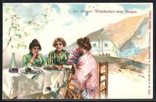 Künstler-AK Neapel, Reklame Die kleinen Artischocken von Neapel