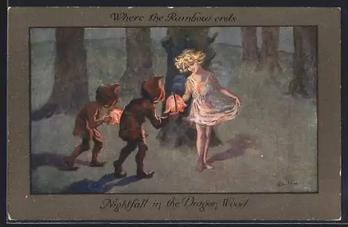 Künstler-AK S. Barham: Where the Rainbow ends, Nightfall in the Dragon Wood