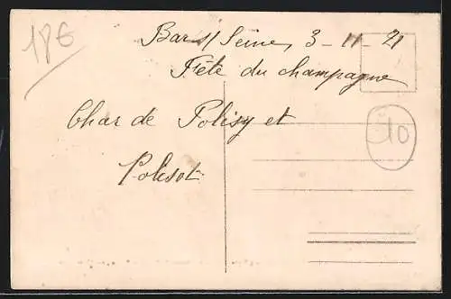 AK Bar-sur-Seine, Fête du Champagne avec défilé de chars fleuris et foule en fête