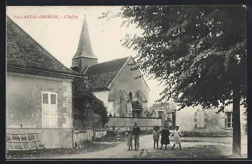 AK Vaillant-St-Georges, L`Église et enfants jouant devant