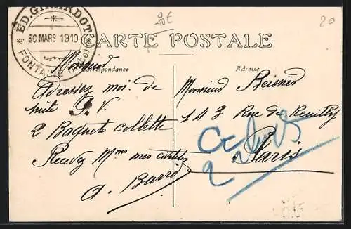 AK Jaucourt, Réparation du Pont du Chemin de fer après les inondations de 1910