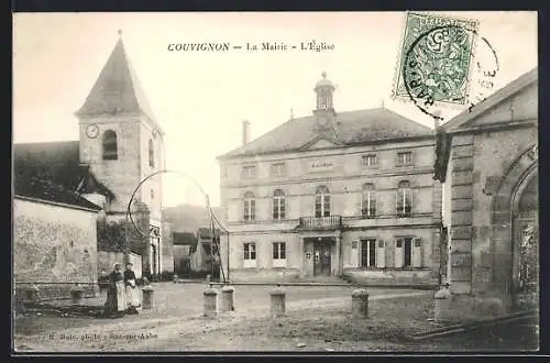 AK Couvignon, la Mairie et l`Église