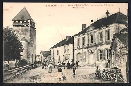 AK Trannes, Mairie et Église St-Michel, construite au XIIe siècle, style roman