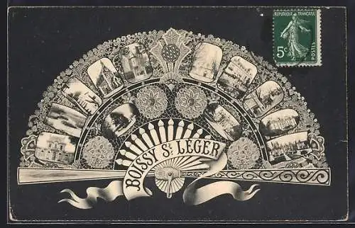 AK Boissy-Saint-Léger, Collage de vues pittoresques et architecturales en éventail
