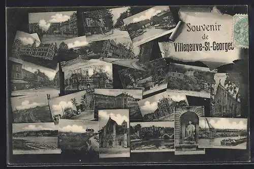 AK Villeneuve-Saint-Georges, Souvenir de Villeneuve-St-Georges avec vues multiples