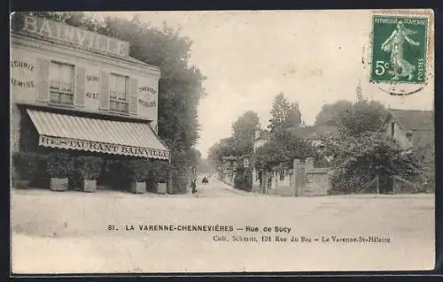 AK La Varenne-Chennevières, Rue de Sucy avec le restaurant Bainville