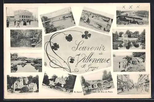 AK Villeneuve-Saint-Georges, Souvenir avec vues multiples de la ville et paysages environnants