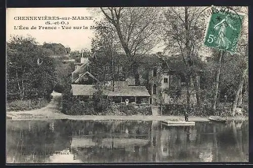AK Chennevières-sur-Marne, L`Écu de France, Vue sur la Marne