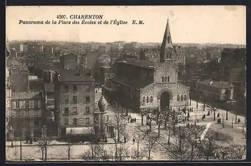 AK Charenton, Panorama de la Place des Écoles et de l`Église