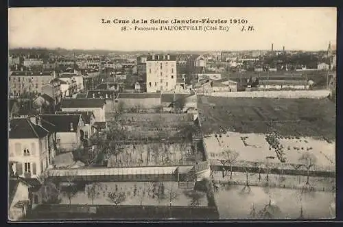 AK Alfortville, Panorama de la crue de la Seine, Janvier-Février 1910, Côté Est