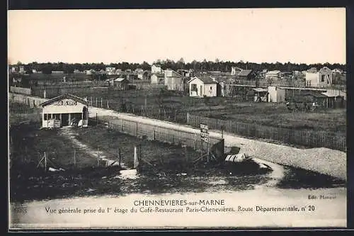 AK Chennevières-sur-Marne, Vue générale du Café-Restaurant Paris-Chennevières, Route Départementale 20