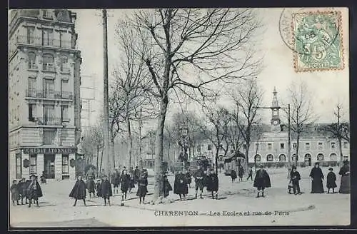 AK Charenton, Les Écoles et rue de Paris