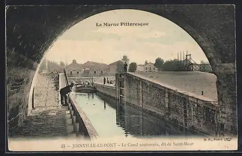 AK Joinville-le-Pont, Le Canal souterrain dit de Saint-Maur sous un pont
