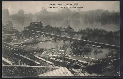 AK Chennevières, La vallée inondée lors des inondations de 1910