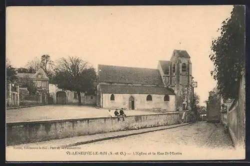AK Villeneuve-le-Roi, L`église et la Rue St-Martin