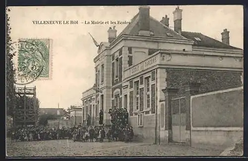 AK Villeneuve-le-Roi, La Mairie et les Écoles