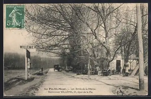 AK La Pie-St-Maur, Les Bords de la Marne, Restaurant Willemé, 33 Quai de la Pie