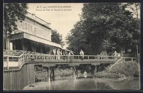 AK Nogent-sur-Marne, Entrée de l`île de Beauté et Convert