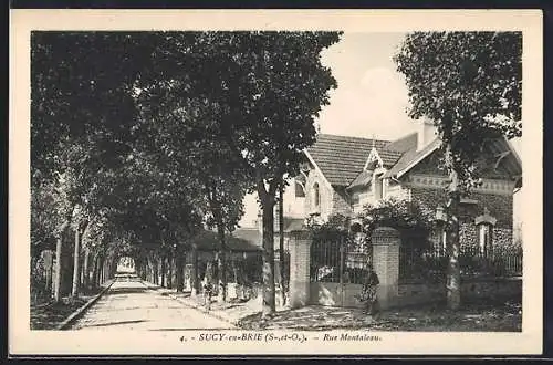 AK Sucy-en-Brie, Rue Montaleau avec maison et arbres alignés