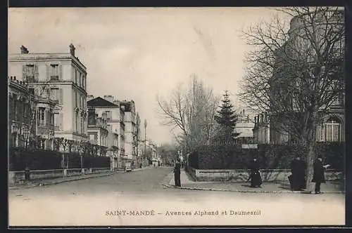 AK Saint-Mandé, Avenues Alphand et Daumesnil avec passants en hiver