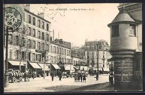 AK Saint-Mandé, La Rue de Paris avec passants et bâtiments historiques