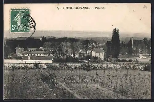 AK Limeil-Brévannes, Panorama rural avec champs et arbres en arrière-plan