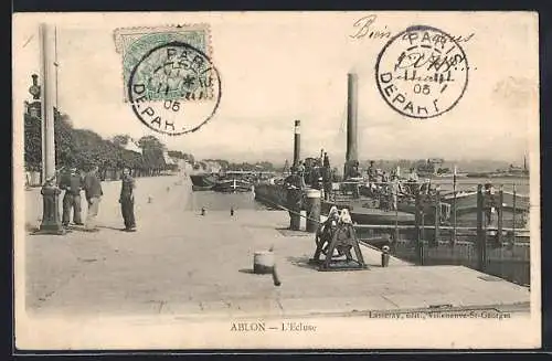 AK Ablon, L`Écluse et la promenade animée