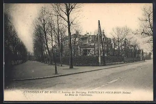 AK Fontenay-sous-Bois, Pensionnat du Bois à l`Avenue de Marignan, Le Bois de Vincennes