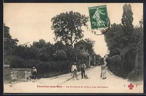 AK Fontenay-sous-Bois, La Fontaine et la Rue des Carreaux