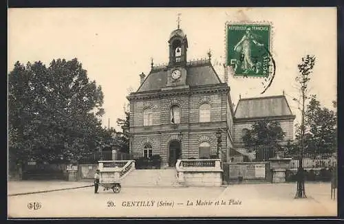 AK Gentilly, La Mairie et la Place