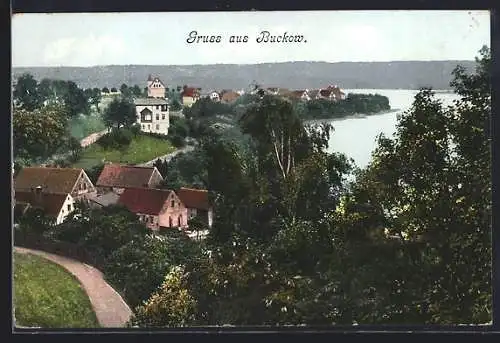 AK Bad Buckow, Gesamtansicht mit Villen und Buckowsee