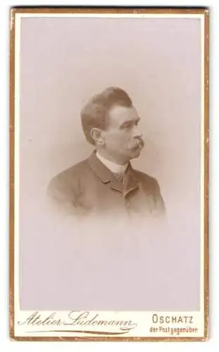 Fotografie Atelier Lüdemann, Oschatz, Luther-Strasse, Porträt eines Herrn mit Schnurrbart