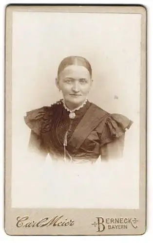 Fotografie Carl Meier, Berneck, Porträt einer Dame mit elegantem Kleid