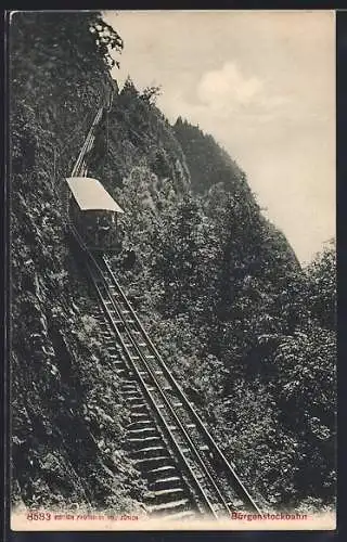 AK Bürgenstockbahn auf dem Weg in das Tal