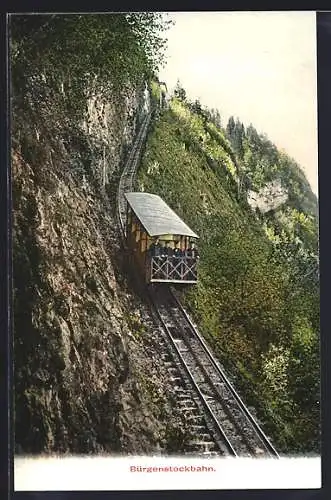 AK Bürgenstockbahn mit Panorama